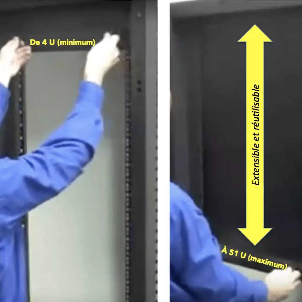 Store extensible pour obturation de U inoccupés jusqu’à 51 U